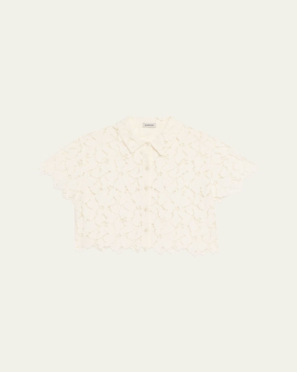 Marjorie Short-Sleeve Lace Camp Shirt